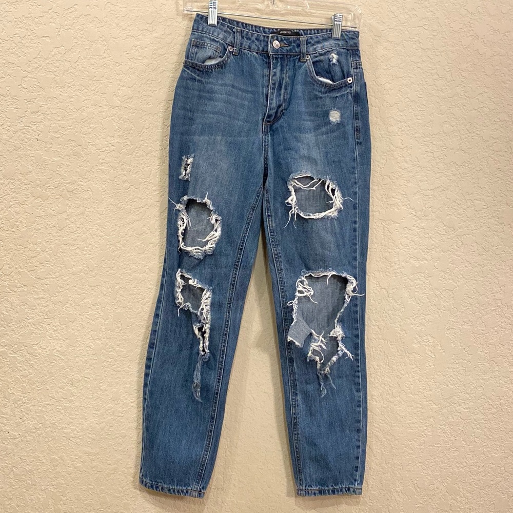 forever 21 ripped distressed denim pants size xs